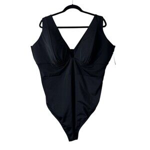 Swim By Cacique SIZE‎ 28 Black One Piece Swimsuit NWT Lightly Lined NO Wire NEW